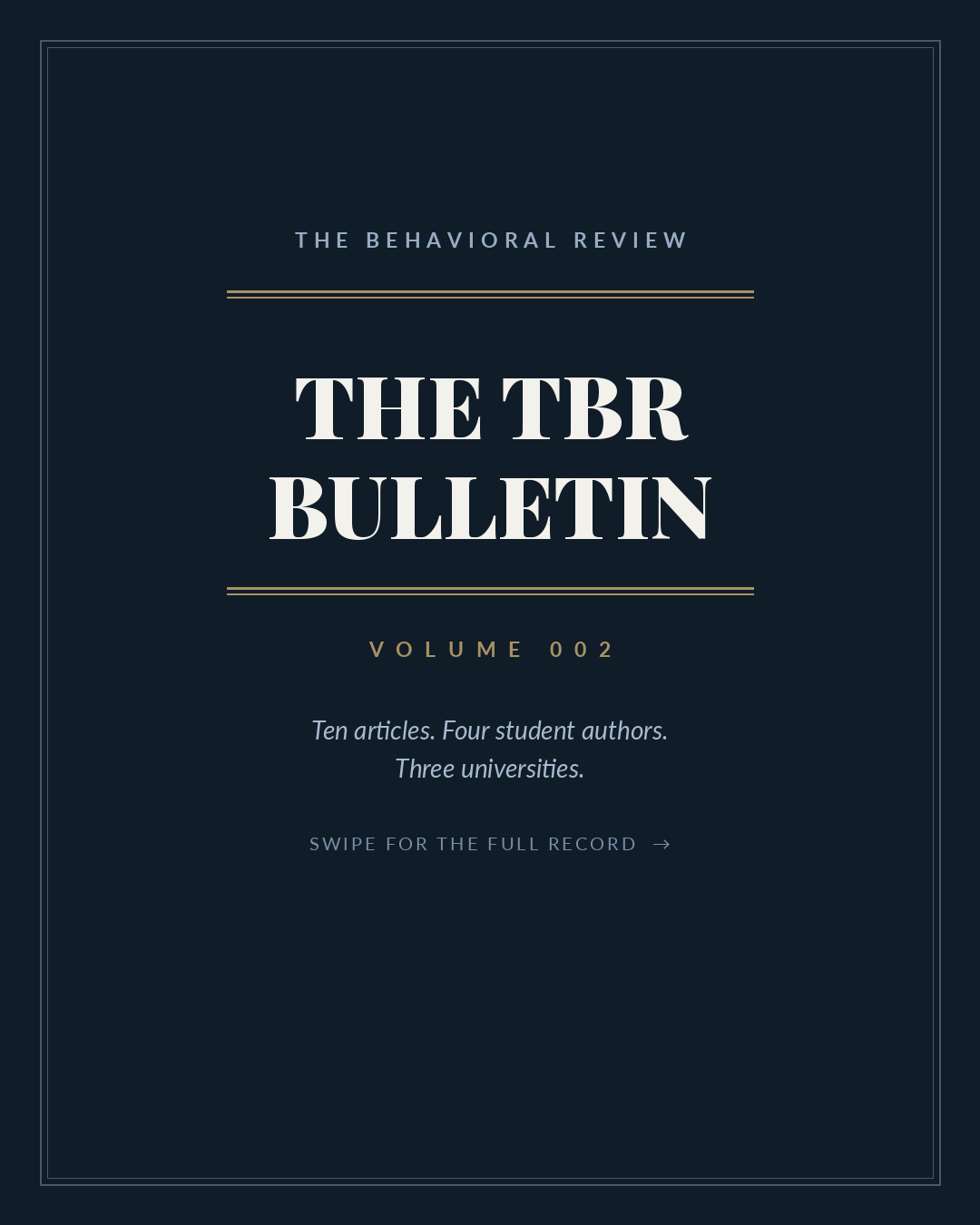 TBR Bulletin Volume 002 cover