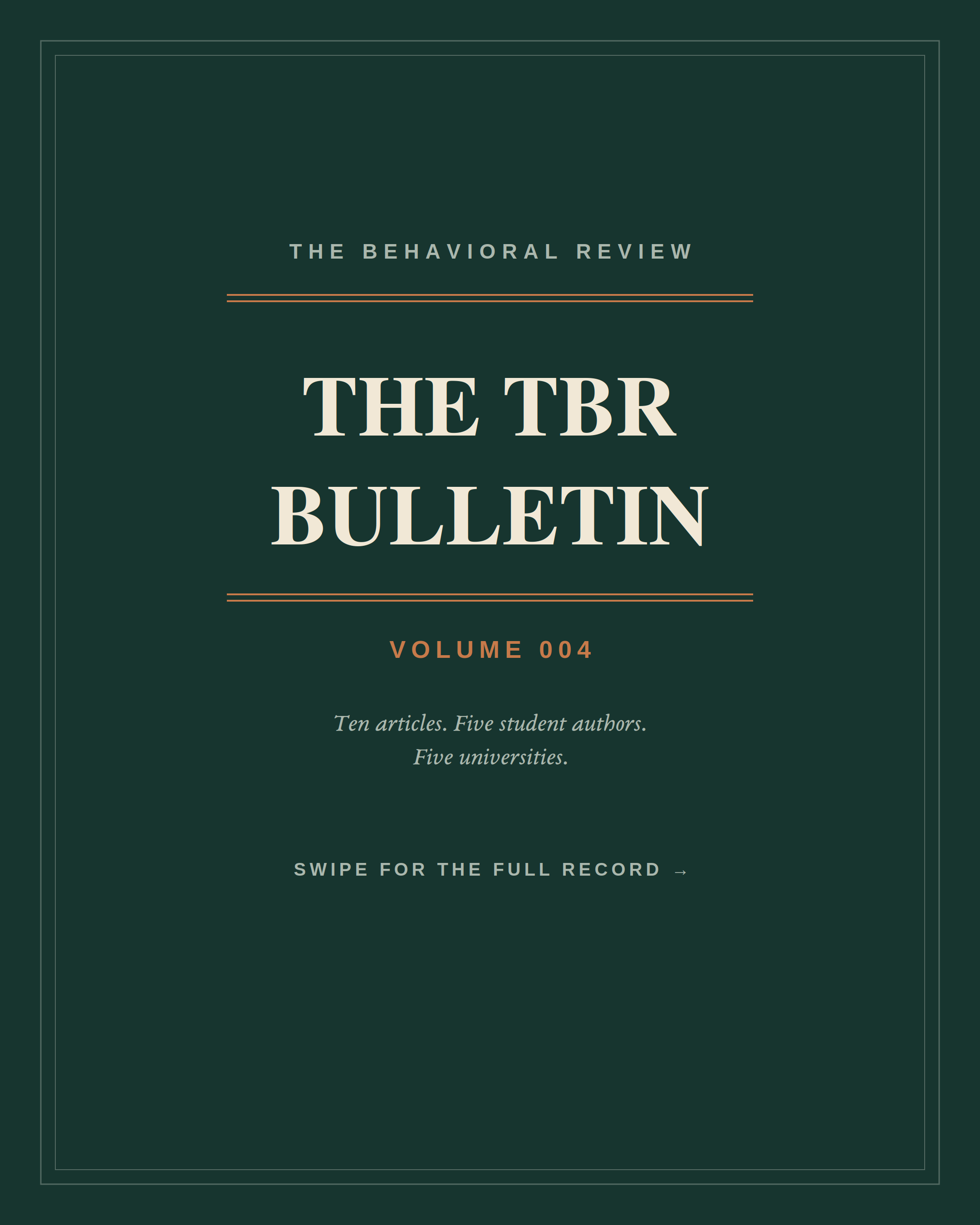 TBR Bulletin Volume 004 cover