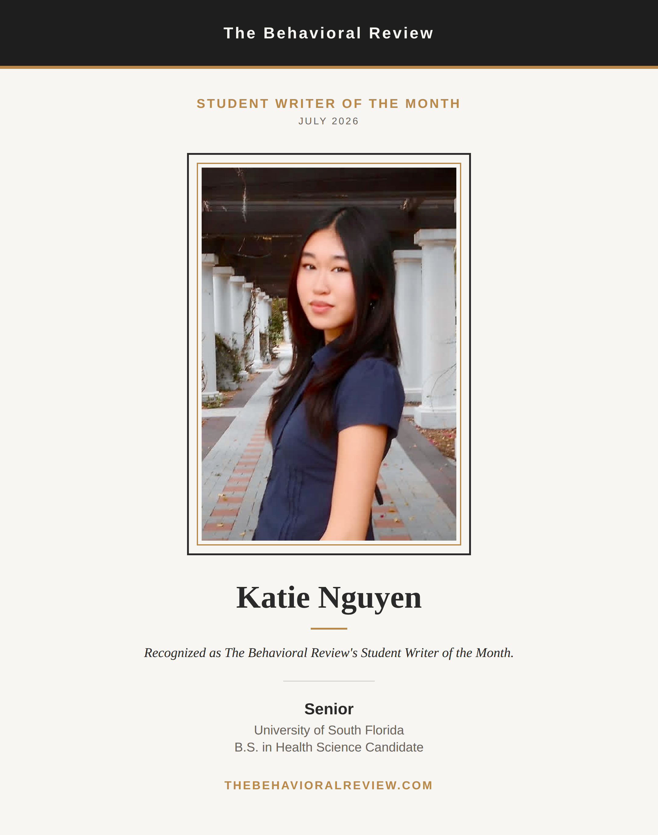 Katie Nguyen, Student Writer of the Month