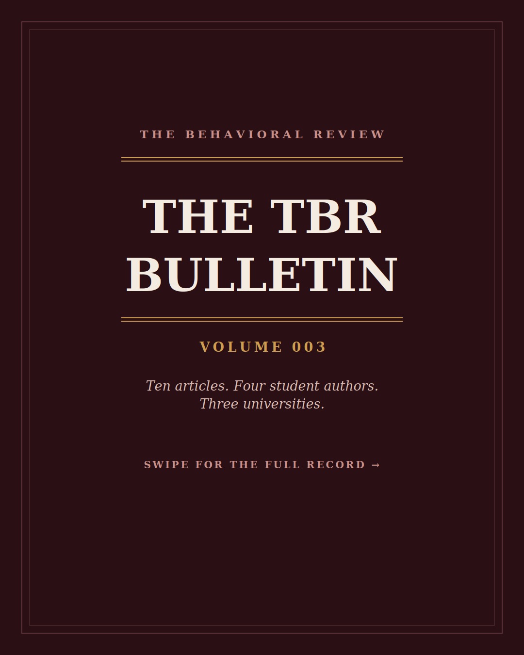 TBR Bulletin Volume 003 cover